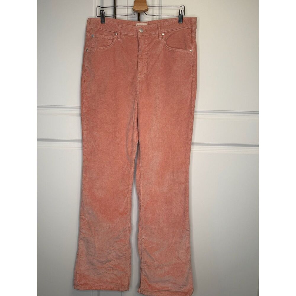 Anthropologie Pilcro Pink Corduroy Flare Pants Size 32 High Rise Stretch Bootcut